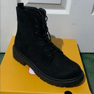 Black suede boots size 8 1/2 . Lace up in suede.